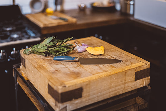 Chef's knife on block
