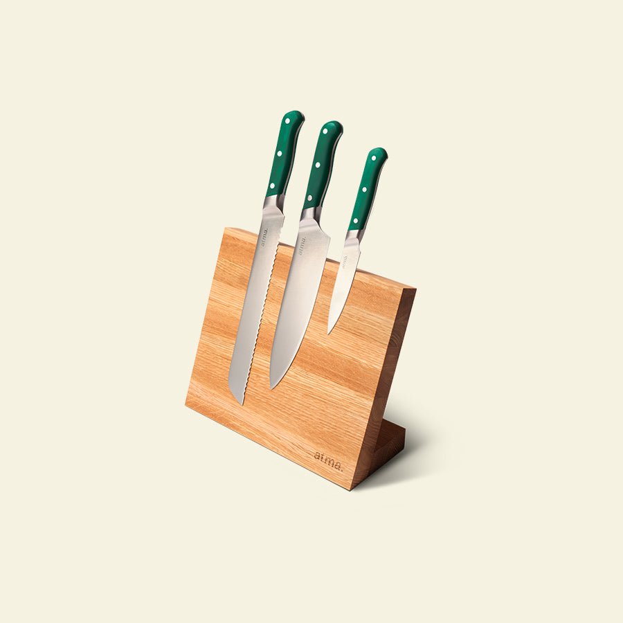 Coninx Bloc Couteaux de Cuisine en bois Hévéa, Range Couteaux de Cuisine, Porte Couteau universel, Pieds Antidérapants, Rangement ustensiles cuisine
