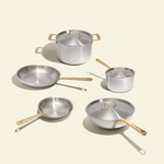 Batterie de cuisine en inox avec manches dorés, 9 pièces - Atma Kitchenware