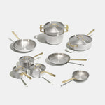 Batterie de cuisine en inox, manches dorés - 15 pièces - Atma Kitchenware