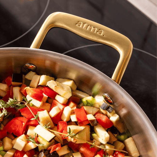 Le rondeau 26cm en inox, poignées dorées - Atma Kitchenware