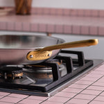 Pack Brigade - set de 3 poêles en inox avec manches dorés - Édition limitée - Atma Kitchenware
